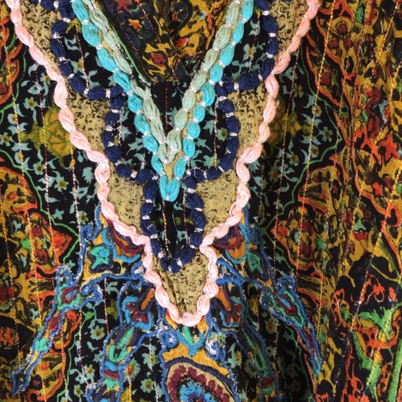 Desigual women's blouse gold size Medium casual evening out art to wear colorful - Picture 5 of 9